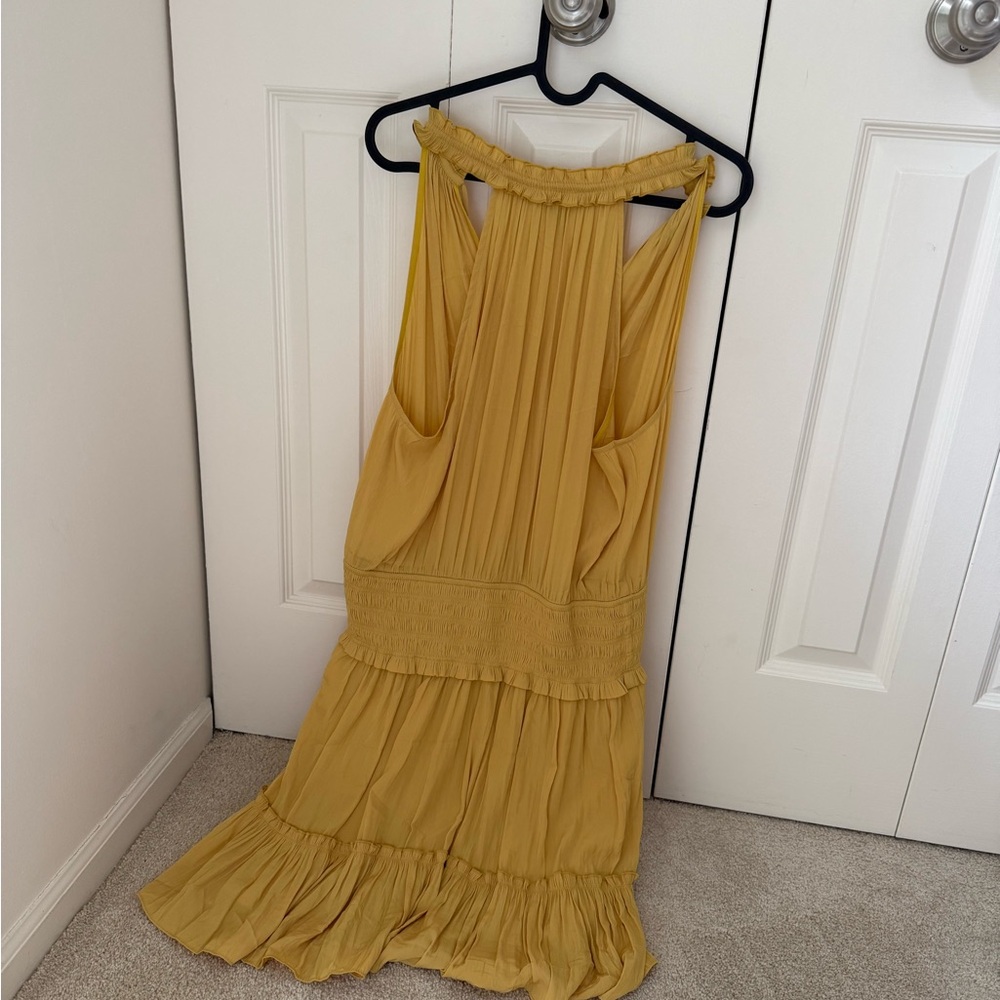 BCBGMaxAzria Mustard Backless Dress